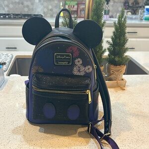 Disney loungefly Black and Purple Kids Backpack with Gold Accents